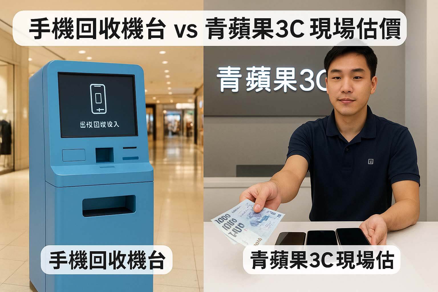 青蘋果3C 手機回收機台 vs 現場估價比較（BUNNIT 回收機對照）