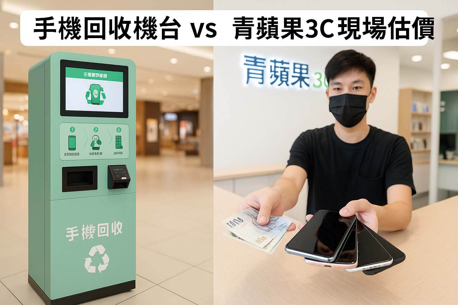 青蘋果3C 手機回收機台 vs 現場估價比較（BUNNIT 回收機對照）