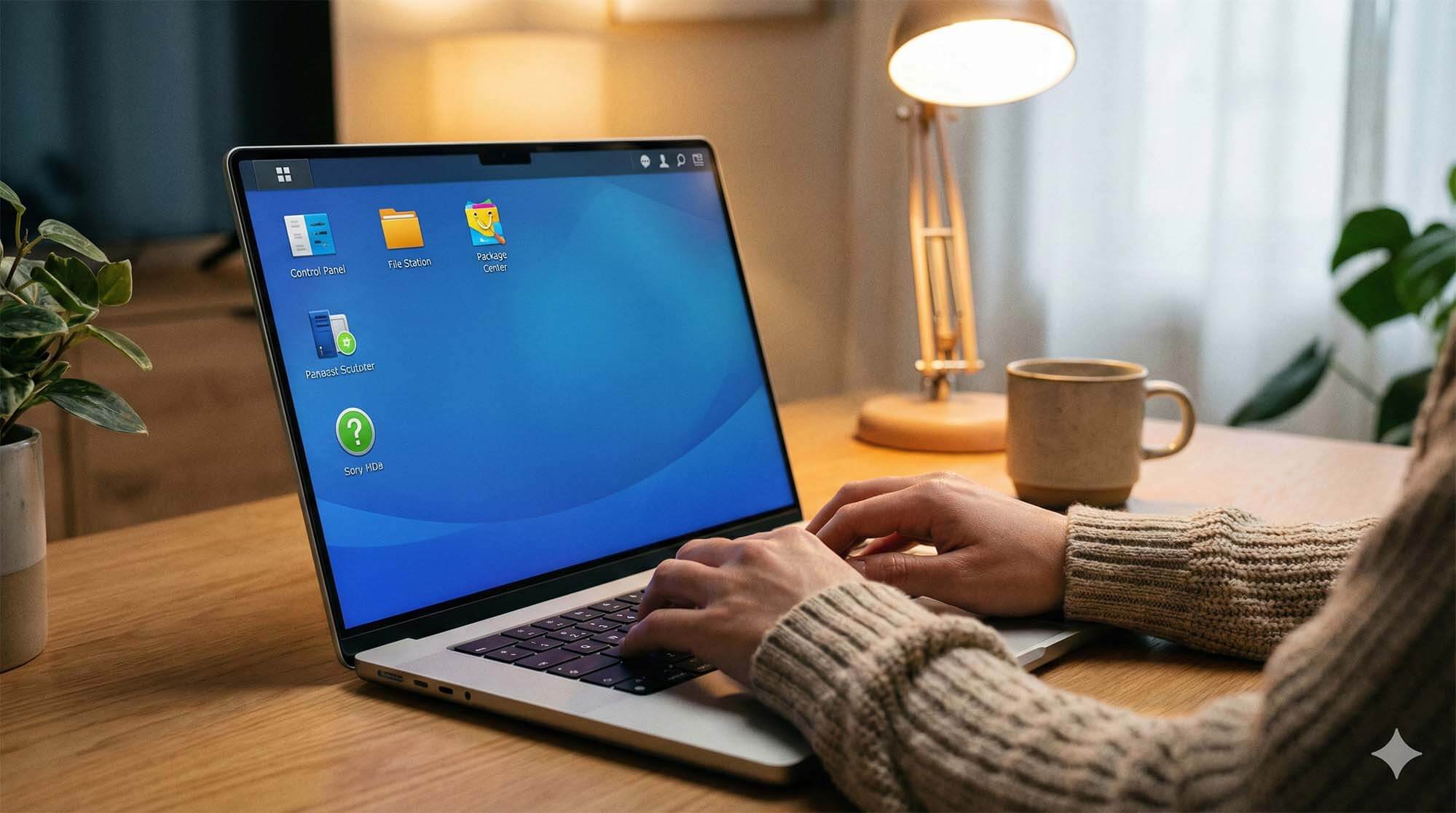 使用者正在查詢 Synology NAS 型號與系統介面 (User Checking Synology NAS Model and DSM Interface)